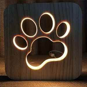 Cat Paw Night Light Wooden USB LED Lamp~ Room Decor